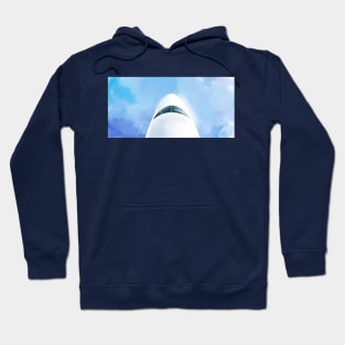 A plane in the sky | Civil aviation | Avia | Blue sky | hand drawn digital painting Hoodie